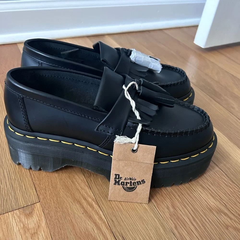 New Dr. Martens Unisex Adrian Quad Leather Platform Loafers Size 5L / 4M